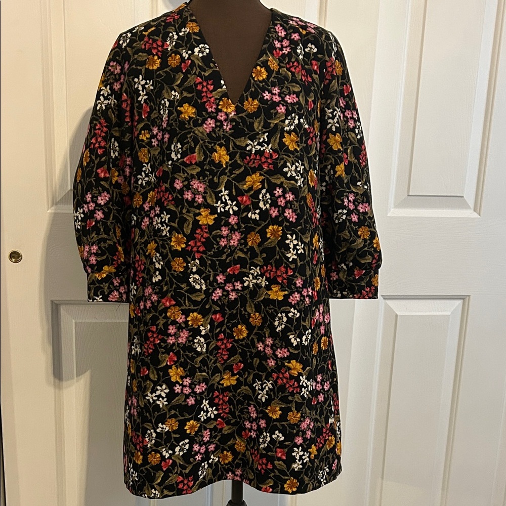 Zara Basic Floral Patterned Dress - image 1